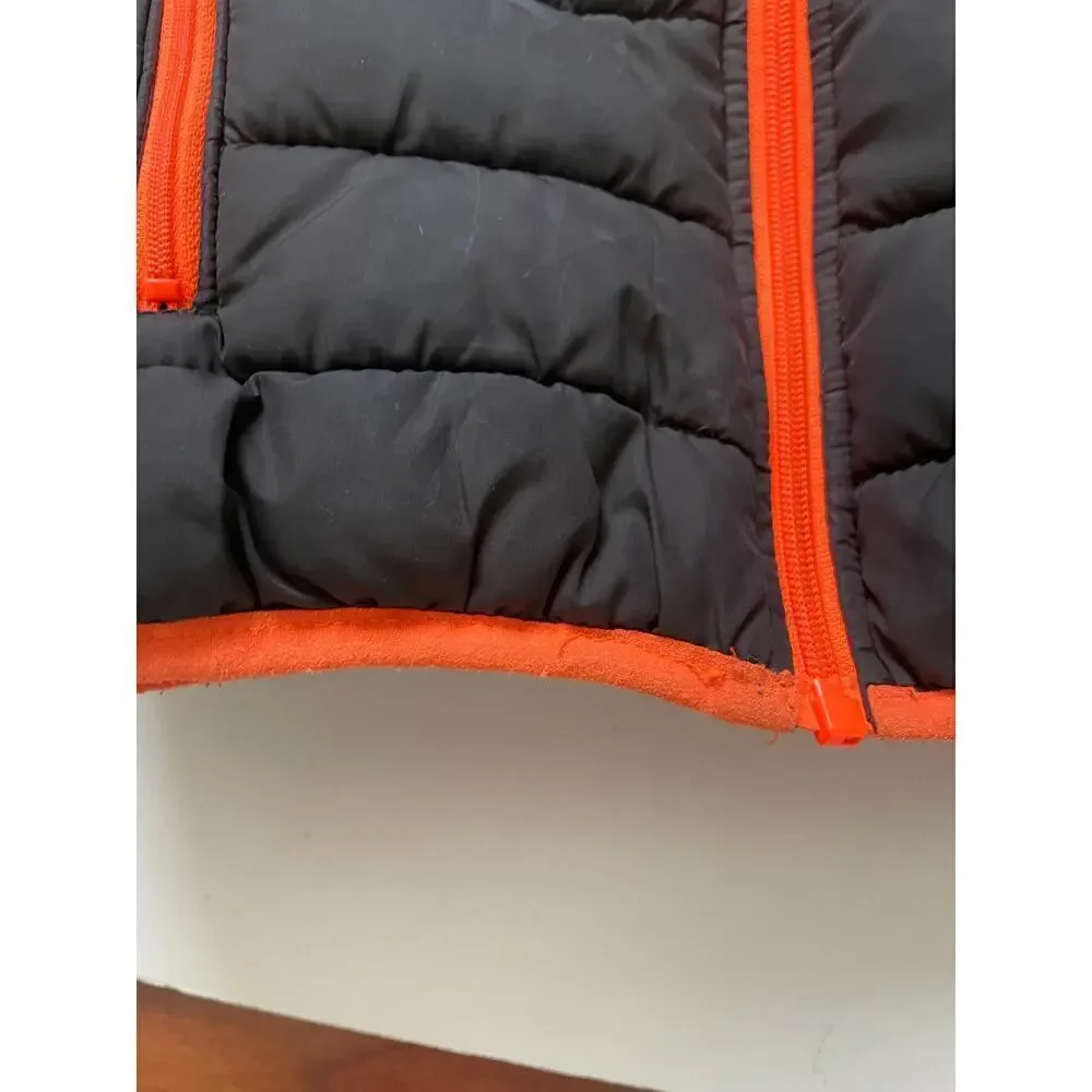 Nike Orange and Black Swoosh Puffer Insulated Hooded Jacket • Size 5 (S) 🗣